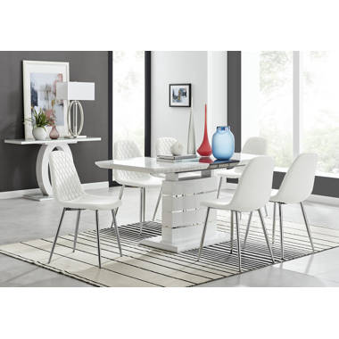 White gloss extending dining deals table and chairs